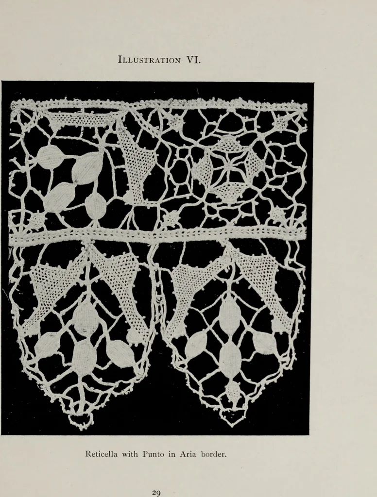 An illustration from Point and pillow lace; a short account of various kinds, ancient and modern, and how to recognise them, 1905, leaf 50