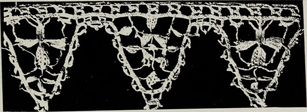An illustration from Point and pillow lace; a short account of various kinds, ancient and modern, and how to recognise them, 1905, leaf 52