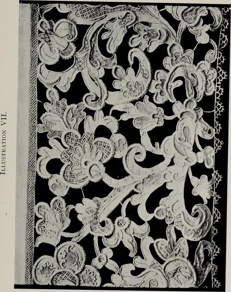 An illustration from Point and pillow lace; a short account of various kinds, ancient and modern, and how to recognise them, 1905, leaf 64