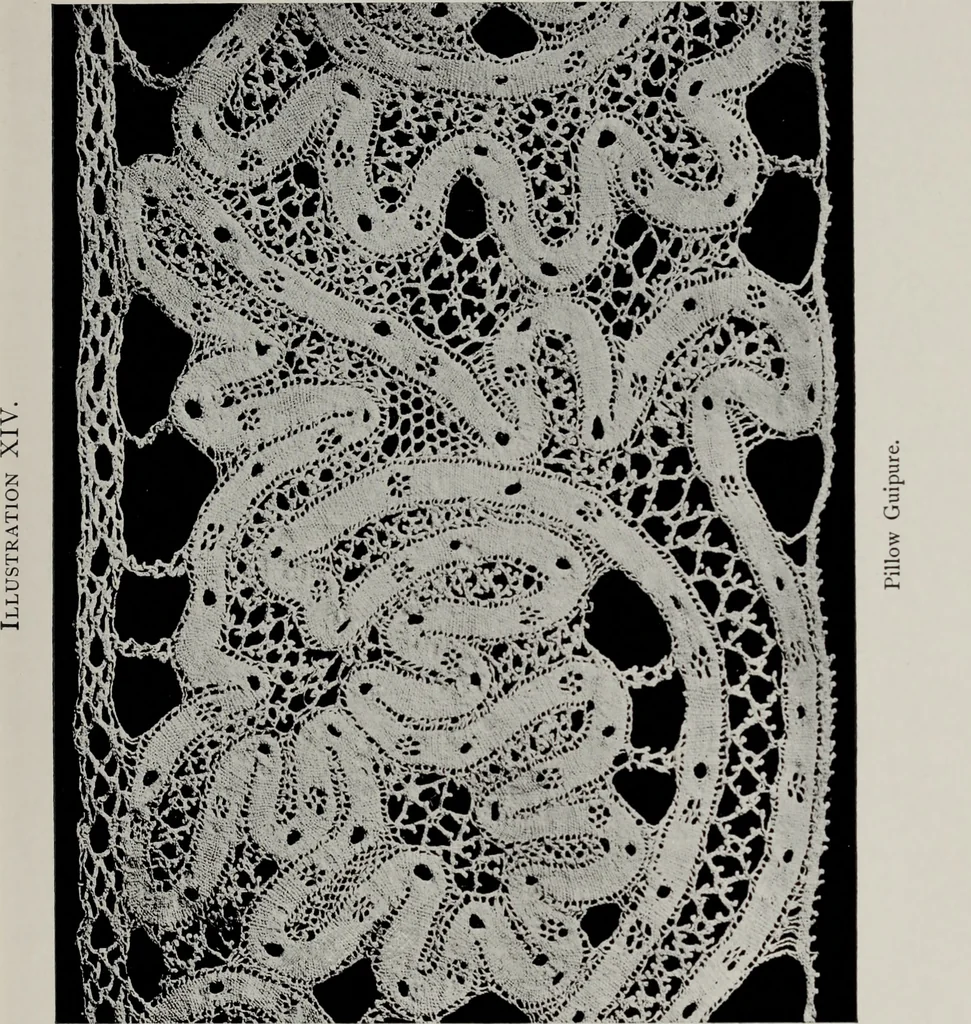 An illustration from Point and pillow lace; a short account of various kinds, ancient and modern, and how to recognise them, 1905, leaf 94