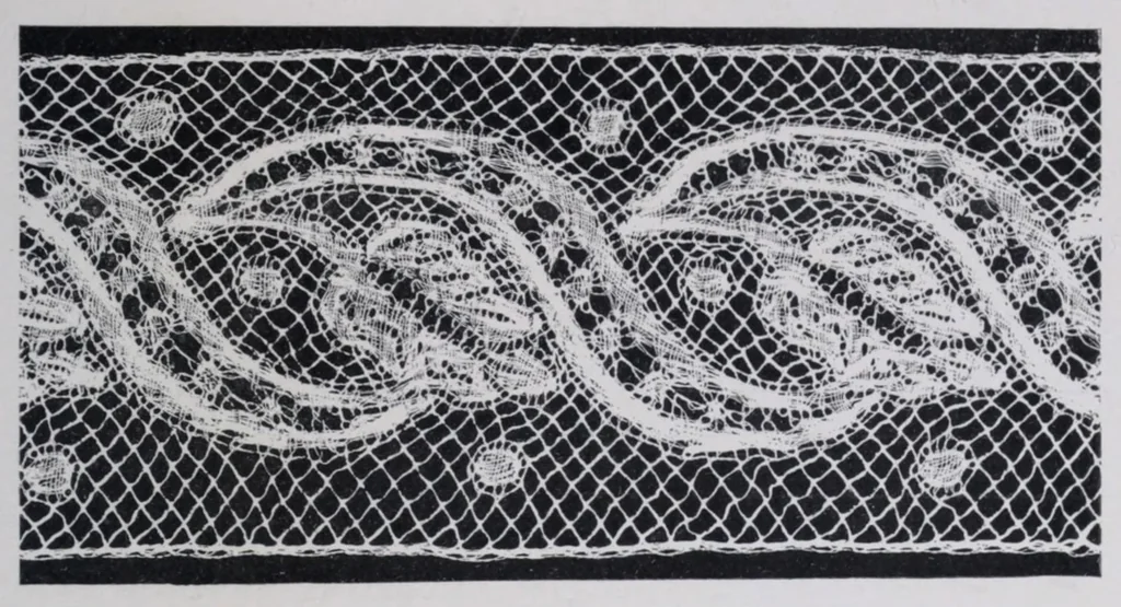 An illustration from Point and pillow lace : a short account of various kinds ancient and modern, and how to recognize them, 1899, leaf 115