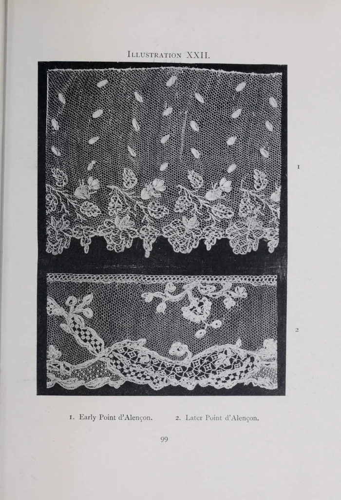 An illustration from Point and pillow lace : a short account of various kinds ancient and modern, and how to recognize them, 1899, leaf 123