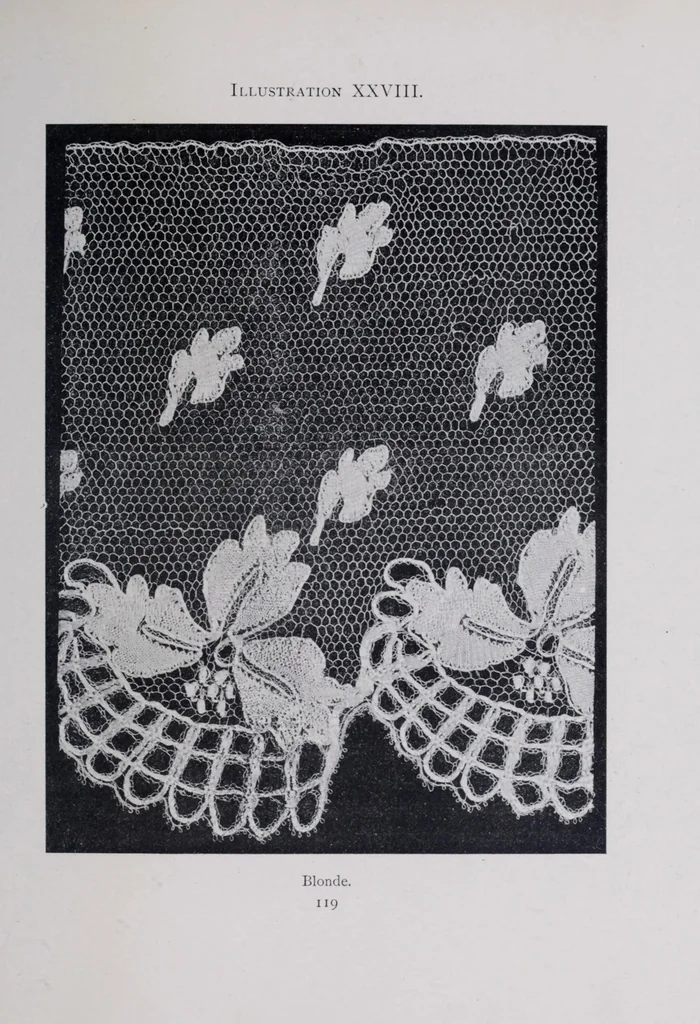 An illustration from Point and pillow lace : a short account of various kinds ancient and modern, and how to recognize them, 1899, leaf 143