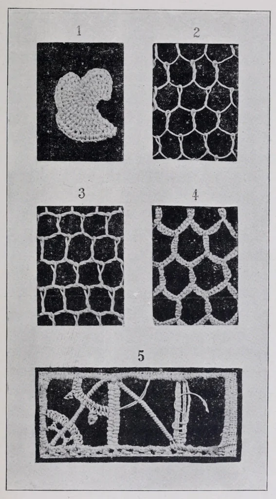 An illustration from Point and pillow lace : a short account of various kinds ancient and modern, and how to recognize them, 1899, leaf 27