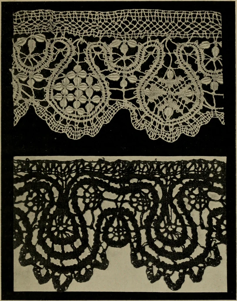 An illustration from Point and pillow lace; a short account of various kinds ancient and modern, and how to recognize them, 1905, leaf 110