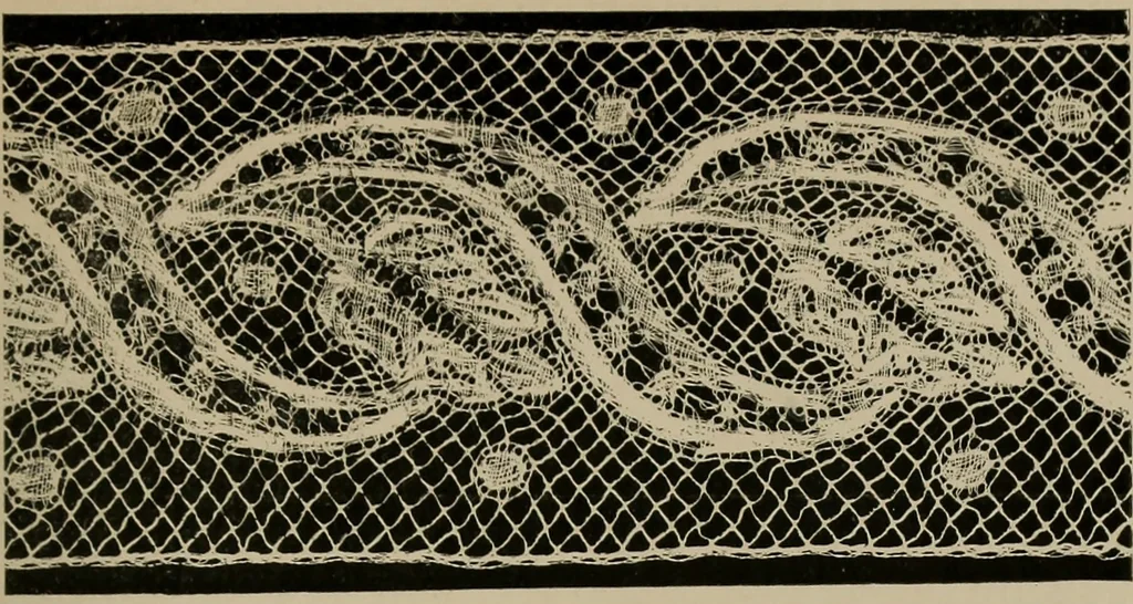 An illustration from Point and pillow lace; a short account of various kinds ancient and modern, and how to recognize them, 1905, leaf 112