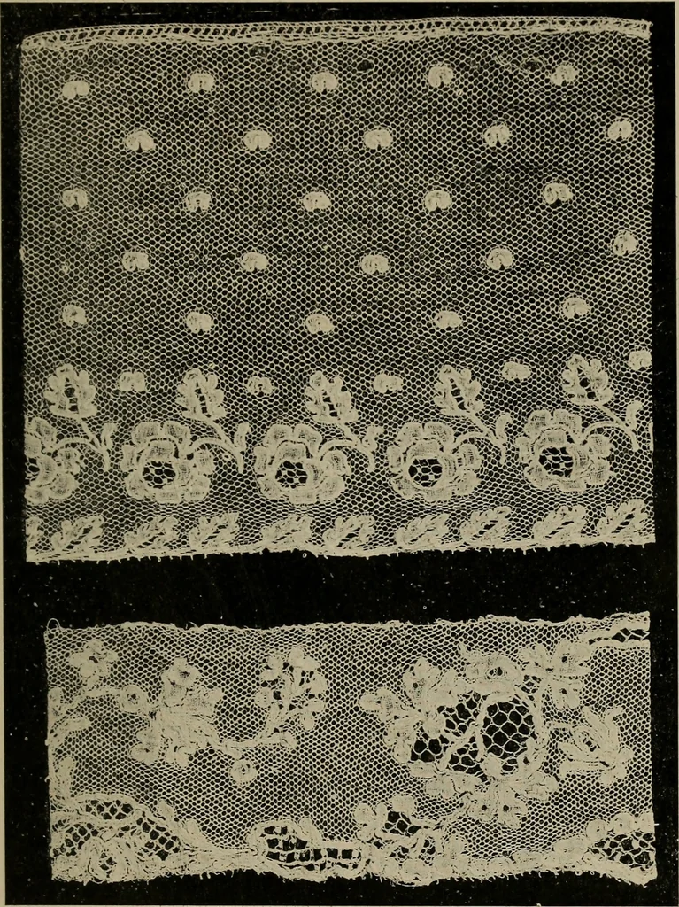 An illustration from Point and pillow lace; a short account of various kinds ancient and modern, and how to recognize them, 1905, leaf 174