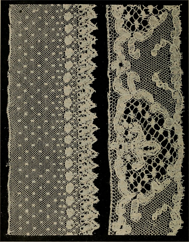An illustration from Point and pillow lace; a short account of various kinds ancient and modern, and how to recognize them, 1905, leaf 195