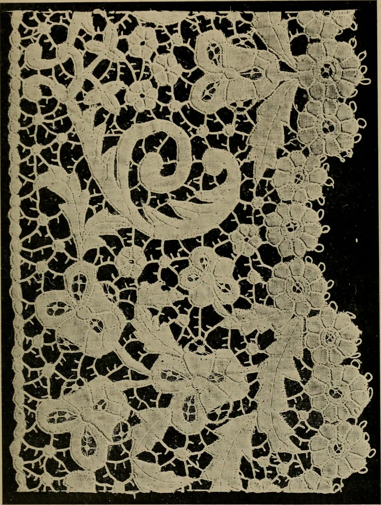An illustration from Point and pillow lace; a short account of various kinds ancient and modern, and how to recognize them, 1905, leaf 206