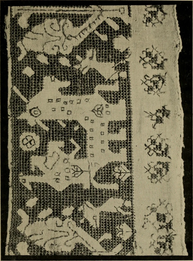 An illustration from Point and pillow lace; a short account of various kinds ancient and modern, and how to recognize them, 1905, leaf 38