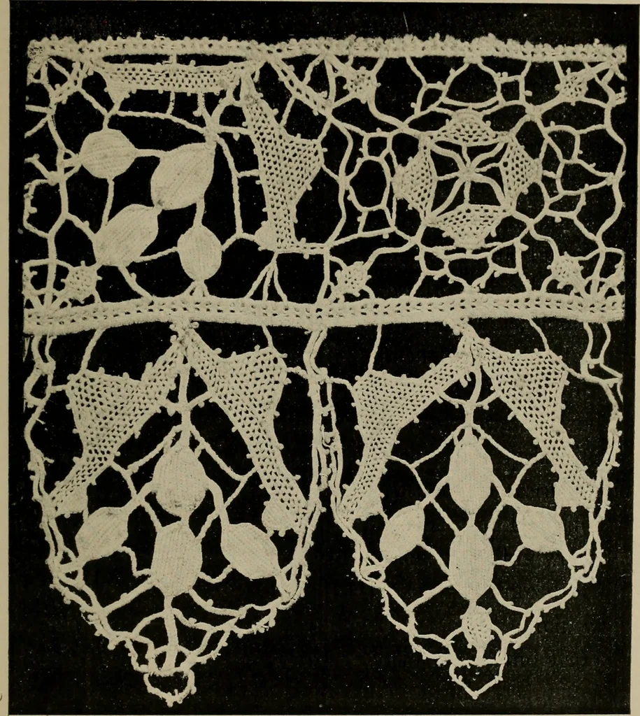 An illustration from Point and pillow lace; a short account of various kinds ancient and modern, and how to recognize them, 1905, leaf 50