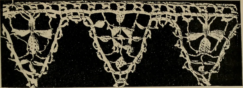 An illustration from Point and pillow lace; a short account of various kinds ancient and modern, and how to recognize them, 1905, leaf 52