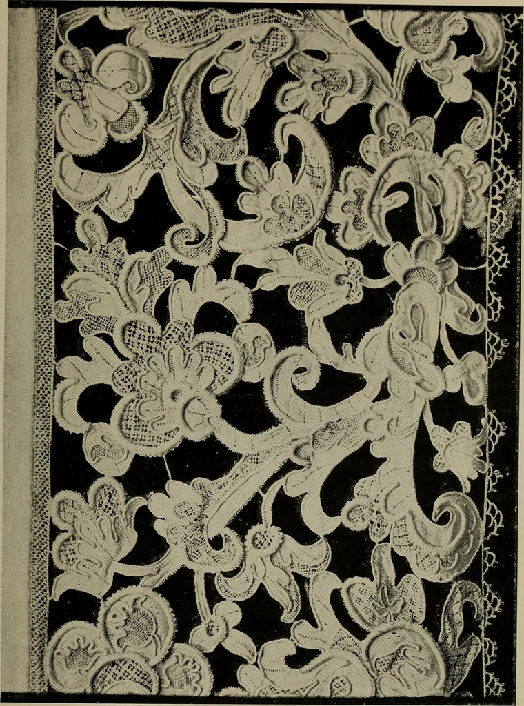 An illustration from Point and pillow lace; a short account of various kinds ancient and modern, and how to recognize them, 1905, leaf 60
