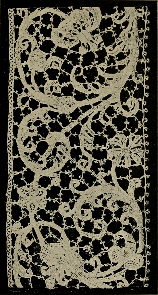 An illustration from Point and pillow lace; a short account of various kinds ancient and modern, and how to recognize them, 1905, leaf 68
