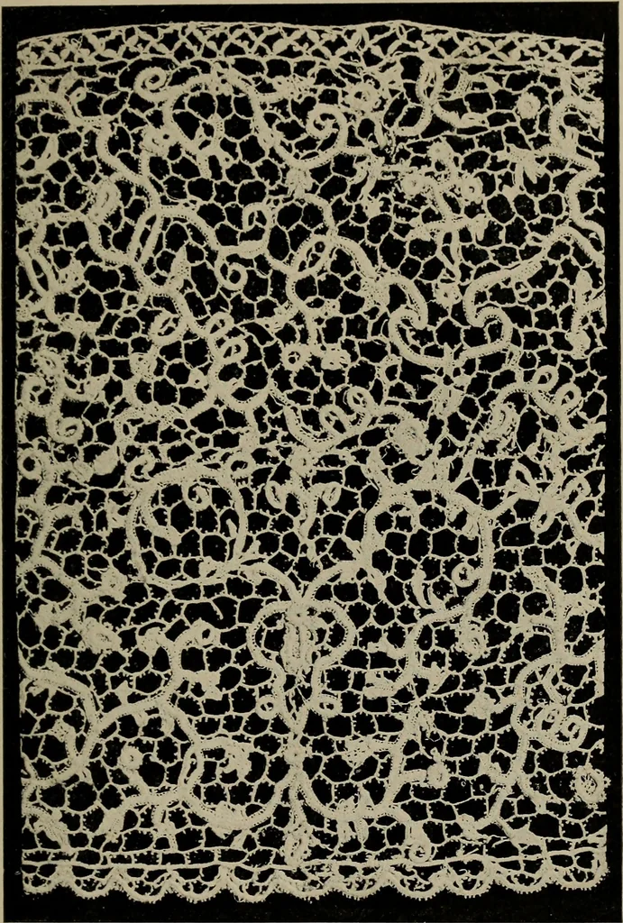 An illustration from Point and pillow lace; a short account of various kinds ancient and modern, and how to recognize them, 1905, leaf 72