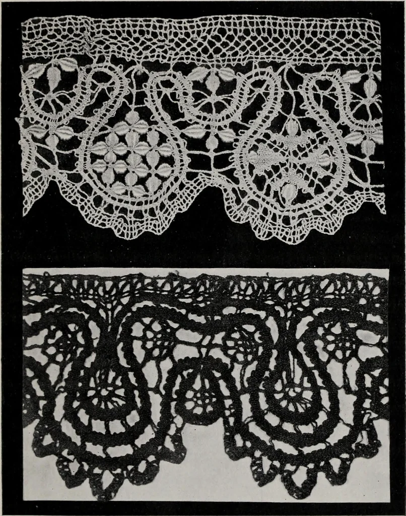 An illustration from Point and pillow lace : a short account of various kinds ancient and modern, and how to recognize them, 1899, leaf 110