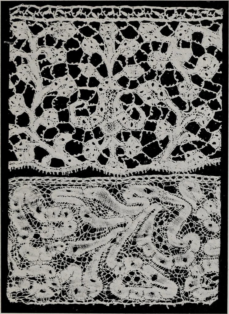 An illustration from Point and pillow lace : a short account of various kinds ancient and modern, and how to recognize them, 1899, leaf 144