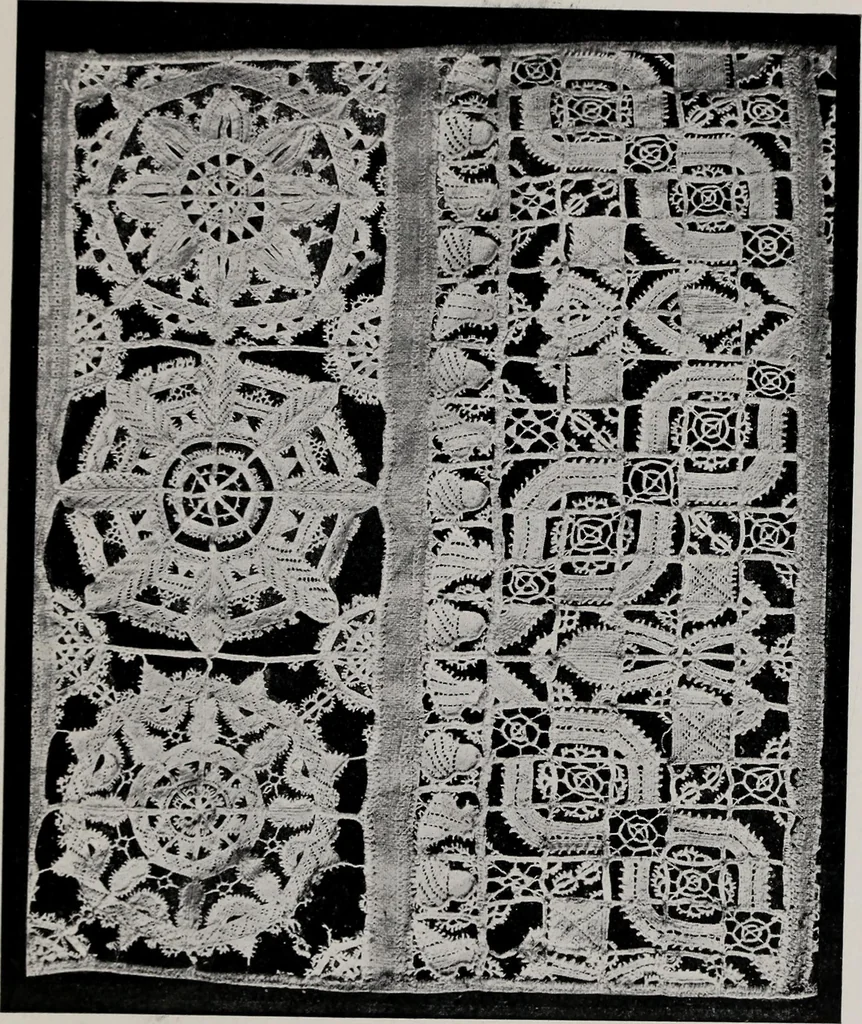 An illustration from Point and pillow lace : a short account of various kinds ancient and modern, and how to recognize them, 1899, leaf 184