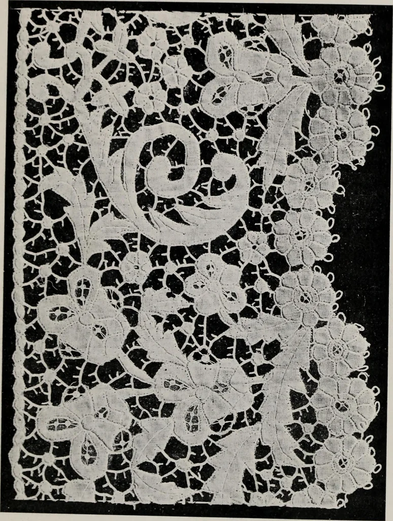 An illustration from Point and pillow lace : a short account of various kinds ancient and modern, and how to recognize them, 1899, leaf 206