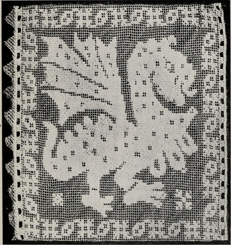 An illustration from Point and pillow lace : a short account of various kinds ancient and modern, and how to recognize them, 1899, leaf 42