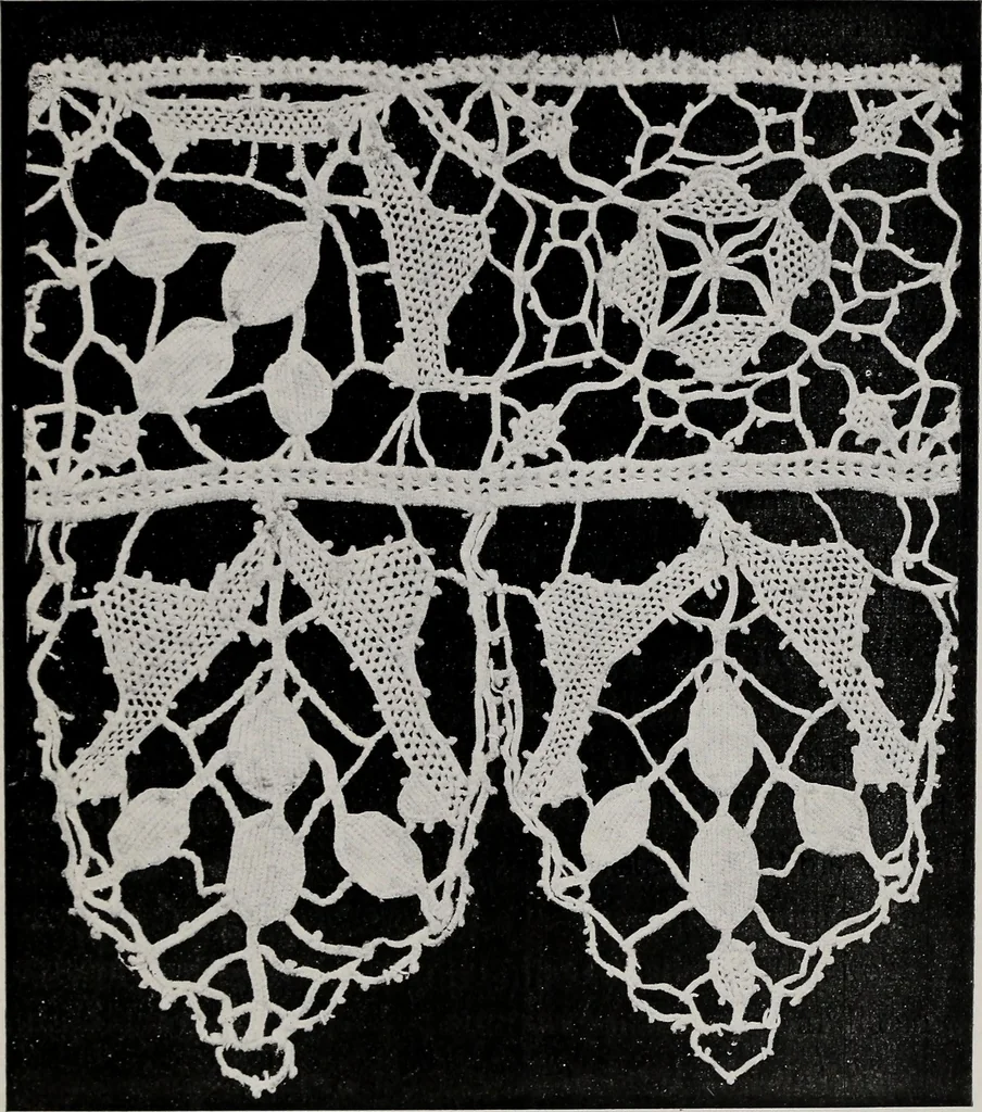 An illustration from Point and pillow lace : a short account of various kinds ancient and modern, and how to recognize them, 1899, leaf 50