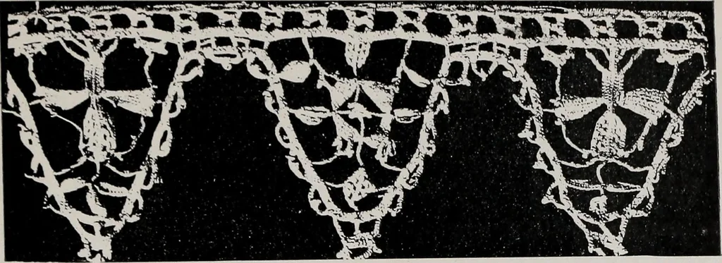 An illustration from Point and pillow lace : a short account of various kinds ancient and modern, and how to recognize them, 1899, leaf 52