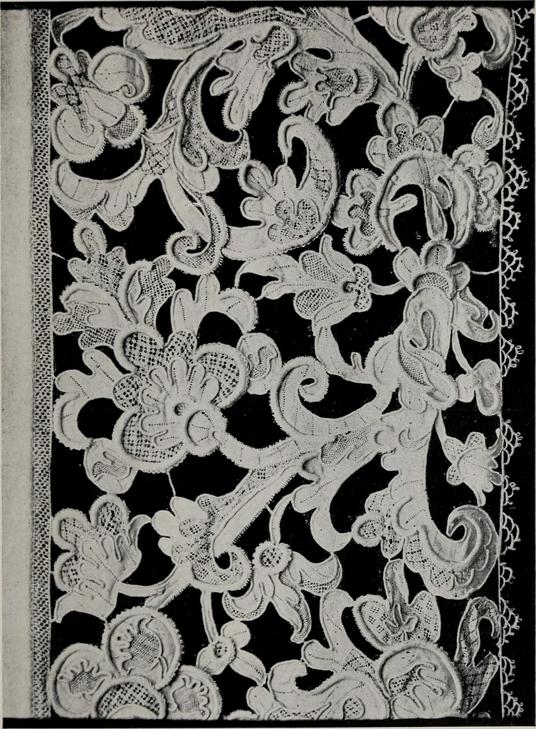 An illustration from Point and pillow lace : a short account of various kinds ancient and modern, and how to recognize them, 1899, leaf 60
