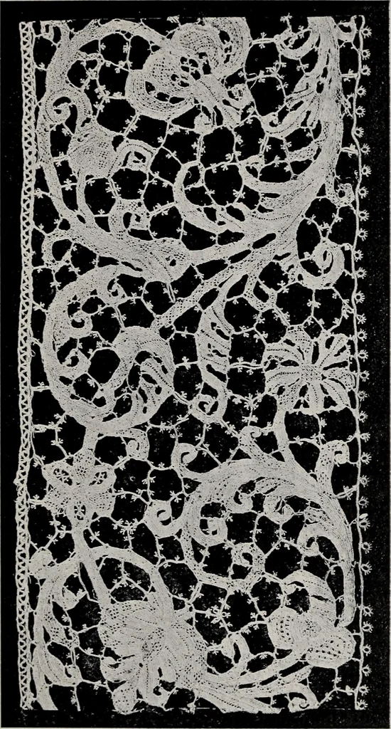 An illustration from Point and pillow lace : a short account of various kinds ancient and modern, and how to recognize them, 1899, leaf 68