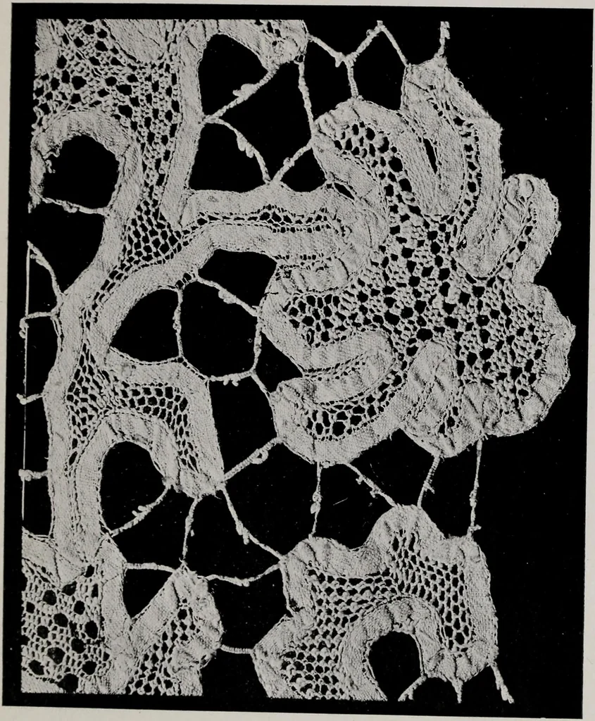 An illustration from Point and pillow lace : a short account of various kinds ancient and modern, and how to recognize them, 1899, leaf 94