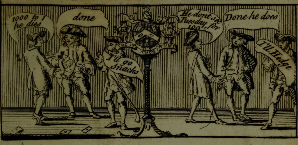 An illustration from A political and satirical history of the years 1756 and 1757 : in a series of seventy-five humorous and entertaining prints, containing all the most remarkable transactions, characters and caricaturas of those two memorable years, to which is annexed, an explanatory account or key to every print, which renders the whole full and significant, 1758, leaf 132