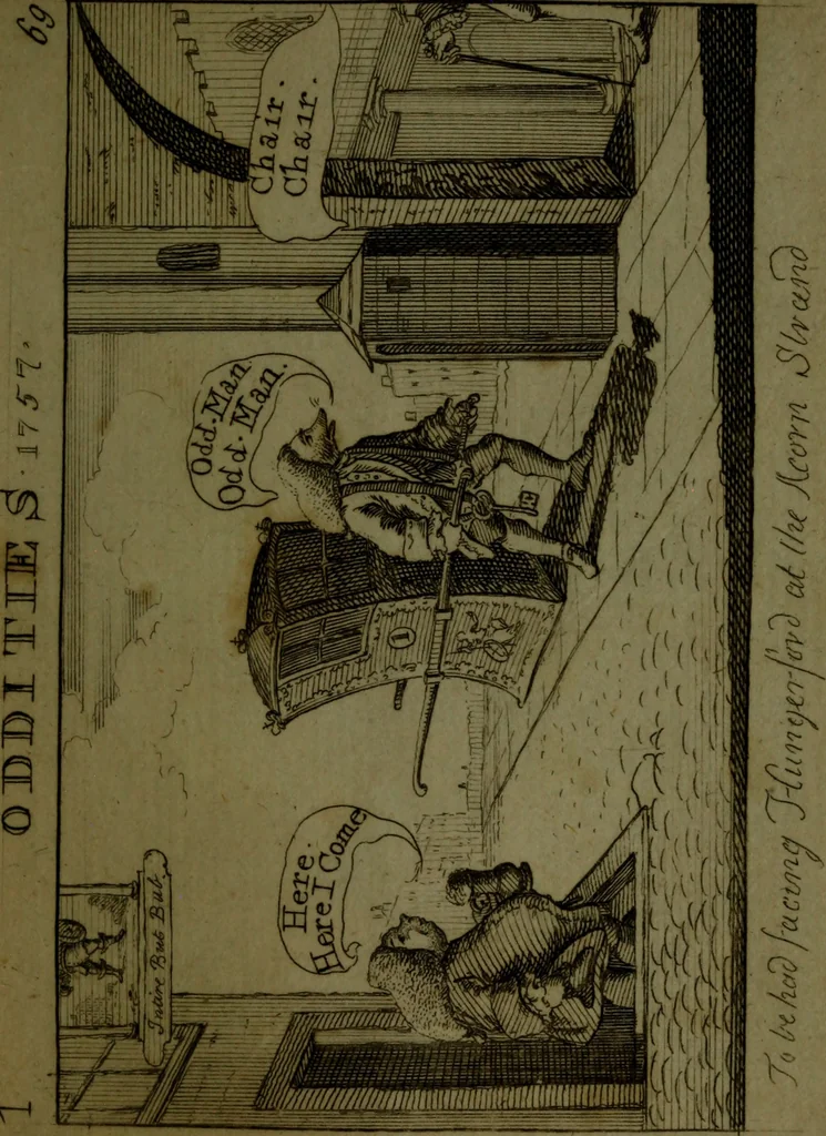 An illustration from A political and satirical history of the years 1756 and 1757 : in a series of seventy-five humorous and entertaining prints, containing all the most remarkable transactions, characters and caricaturas of those two memorable years, to which is annexed, an explanatory account or key to every print, which renders the whole full and significant, 1758, leaf 158