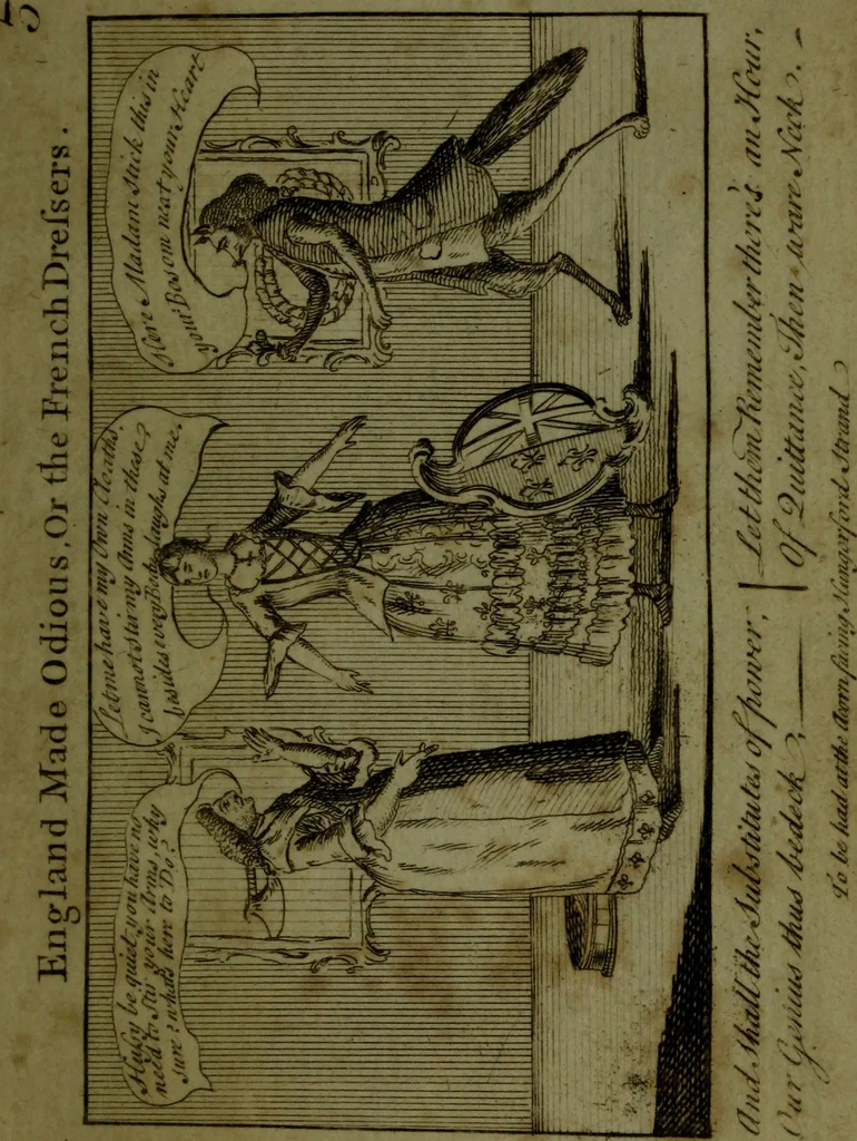 An illustration from A political and satirical history of the years 1756 and 1757 : in a series of seventy-five humorous and entertaining prints, containing all the most remarkable transactions, characters and caricaturas of those two memorable years, to which is annexed, an explanatory account or key to every print, which renders the whole full and significant, 1758, leaf 28