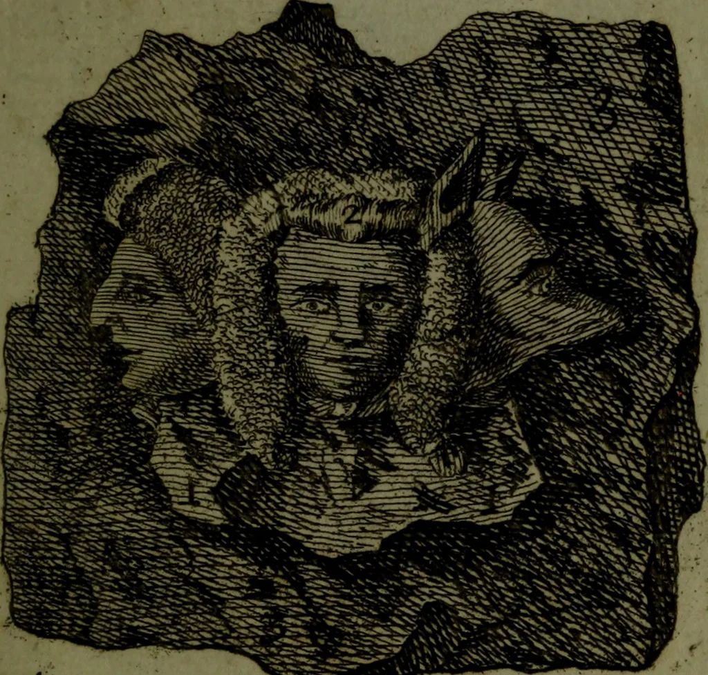 An illustration from A political and satirical history of the years 1756 and 1757 : in a series of seventy-five humorous and entertaining prints, containing all the most remarkable transactions, characters and caricaturas of those two memorable years, to which is annexed, an explanatory account or key to every print, which renders the whole full and significant, 1758, leaf 34