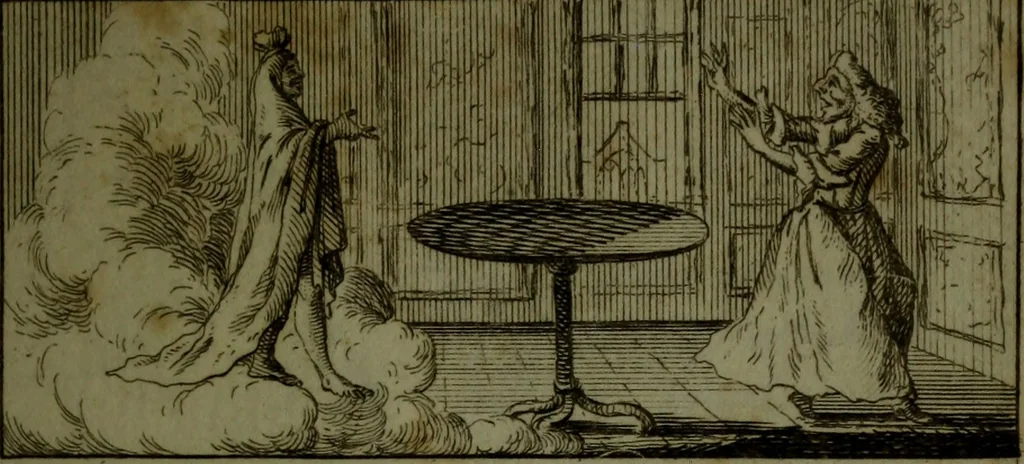 An illustration from A political and satirical history of the years 1756 and 1757 : in a series of seventy-five humorous and entertaining prints, containing all the most remarkable transactions, characters and caricaturas of those two memorable years, to which is annexed, an explanatory account or key to every print, which renders the whole full and significant, 1758, leaf 56