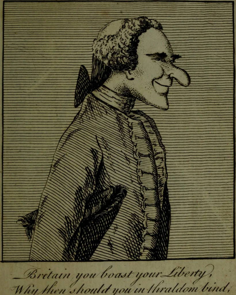 An illustration from A political and satirical history of the years 1756 and 1757 : in a series of seventy-five humorous and entertaining prints, containing all the most remarkable transactions, characters and caricaturas of those two memorable years, to which is annexed, an explanatory account or key to every print, which renders the whole full and significant, 1758, leaf 80