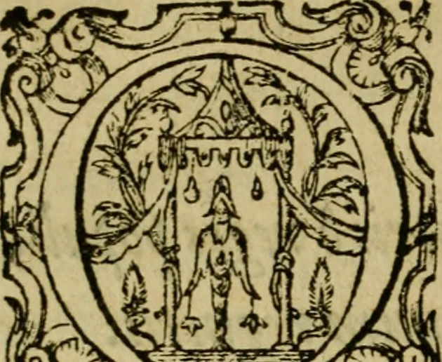 An illustration from Ivsti LipsI Politicorvm, sive, Civilis doctrinae libri sex : qui ad principatum maximè spectant : additae notae auctiores, tum & De vna religione liber, 1604, leaf 9