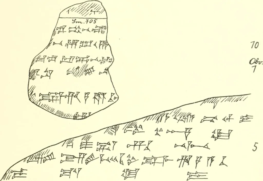 An illustration from Politisch-religiöse Texte aus der Sargonidenzeit. Hrsg. von Ernst George Klauber, 1913, leaf 256