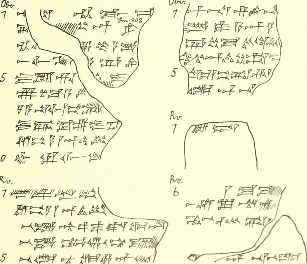An illustration from Politisch-religiöse Texte aus der Sargonidenzeit. Hrsg. von Ernst George Klauber, 1913, leaf 260