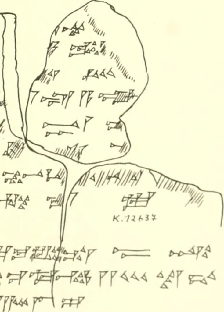 An illustration from Politisch-religiöse Texte aus der Sargonidenzeit. Hrsg. von Ernst George Klauber, 1913, leaf 266
