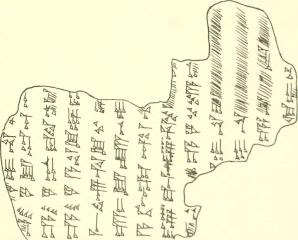 An illustration from Politisch-religiöse Texte aus der Sargonidenzeit. Hrsg. von Ernst George Klauber, 1913, leaf 274