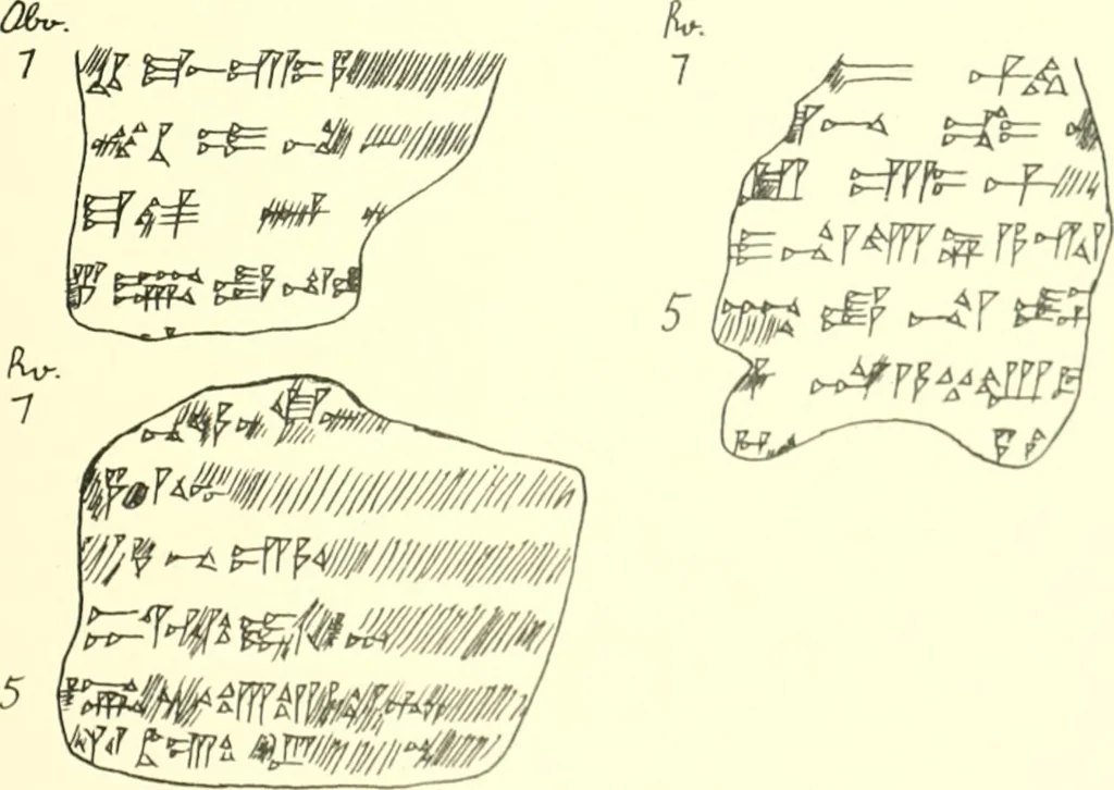 An illustration from Politisch-religiöse Texte aus der Sargonidenzeit. Hrsg. von Ernst George Klauber, 1913, leaf 328