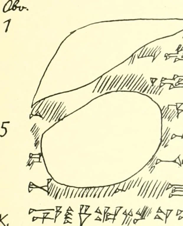 An illustration from Politisch-religiöse Texte aus der Sargonidenzeit. Hrsg. von Ernst George Klauber, 1913, leaf 336