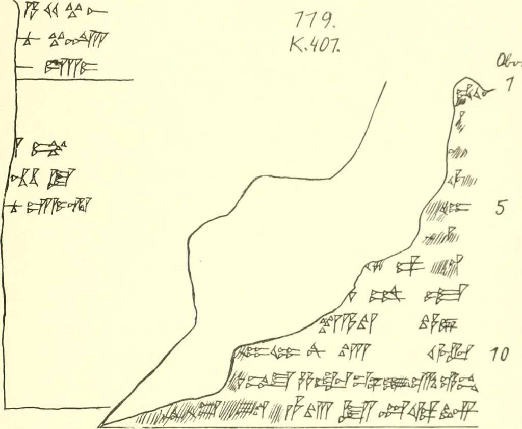 An illustration from Politisch-religiöse Texte aus der Sargonidenzeit. Hrsg. von Ernst George Klauber, 1913, leaf 386