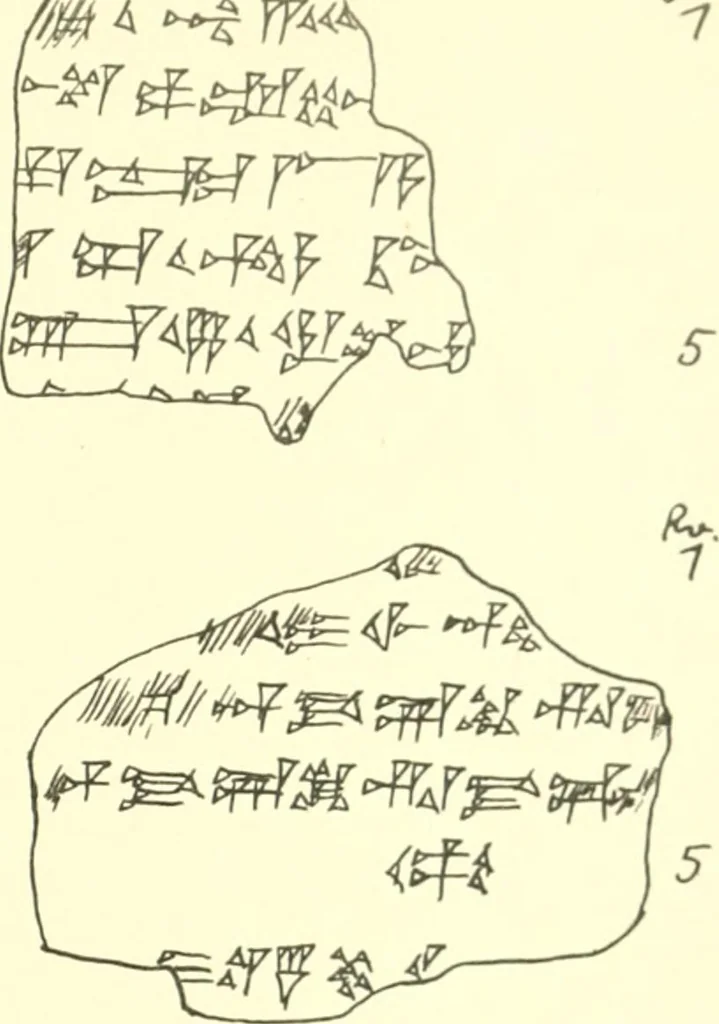 An illustration from Politisch-religiöse Texte aus der Sargonidenzeit. Hrsg. von Ernst George Klauber, 1913, leaf 404