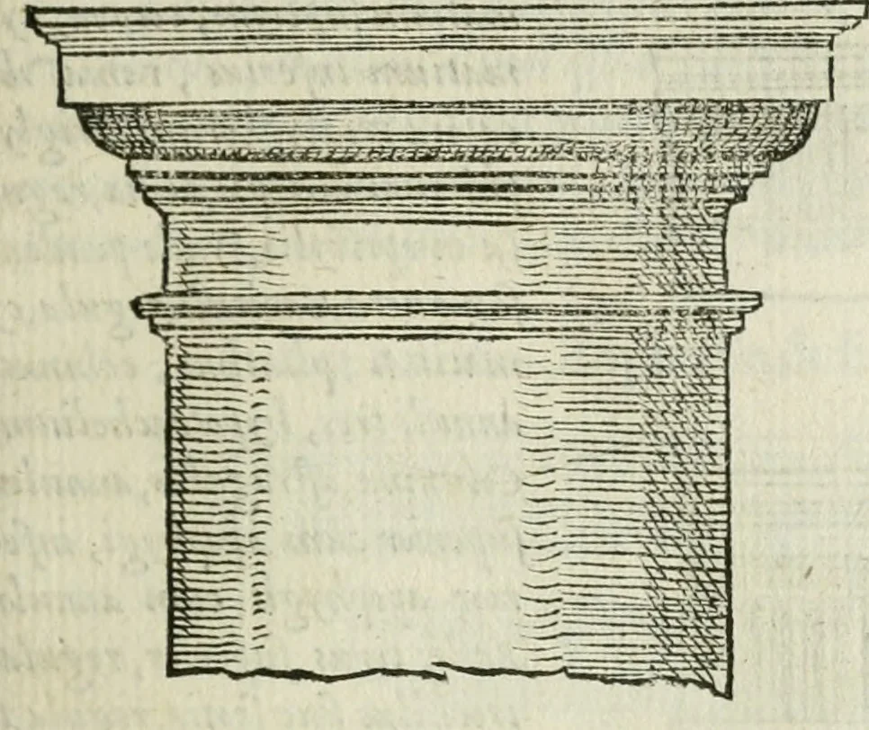 An illustration from M. Vitrvvii Pollionis De architectvra libri decem ad Caesarem Avgvstvm : omnibus omnium editionibus longè emendatiores, collatis veteribus exemplis : accesservnt Gulielmi Philandri Castilionii, ciuis Romani, annotationes castigatiores, & plus tertia parte locupletiores : adiecta est Epitome in omnes Georgij Agricolae De mensuris & ponderibus libros, eodem avtore : cum Graeco pariter & Latino indice locupletissimo, 1552, leaf 118