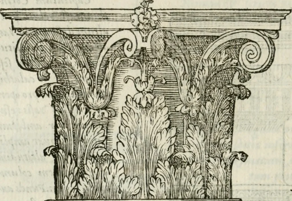 An illustration from M. Vitrvvii Pollionis De architectvra libri decem ad Caesarem Avgvstvm : omnibus omnium editionibus longè emendatiores, collatis veteribus exemplis : accesservnt Gulielmi Philandri Castilionii, ciuis Romani, annotationes castigatiores, & plus tertia parte locupletiores : adiecta est Epitome in omnes Georgij Agricolae De mensuris & ponderibus libros, eodem avtore : cum Graeco pariter & Latino indice locupletissimo, 1552, leaf 125