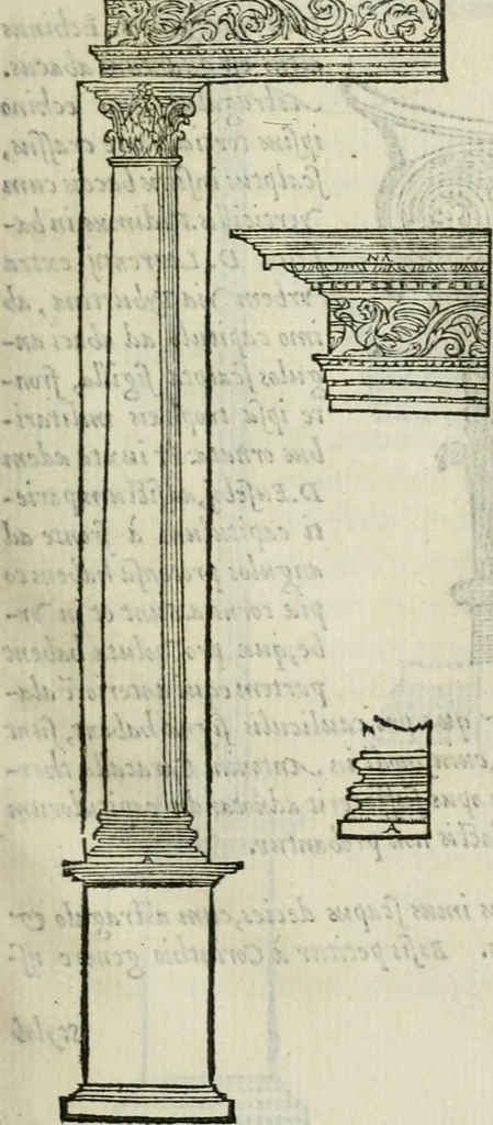 An illustration from M. Vitrvvii Pollionis De architectvra libri decem ad Caesarem Avgvstvm : omnibus omnium editionibus longè emendatiores, collatis veteribus exemplis : accesservnt Gulielmi Philandri Castilionii, ciuis Romani, annotationes castigatiores, & plus tertia parte locupletiores : adiecta est Epitome in omnes Georgij Agricolae De mensuris & ponderibus libros, eodem avtore : cum Graeco pariter & Latino indice locupletissimo, 1552, leaf 126
