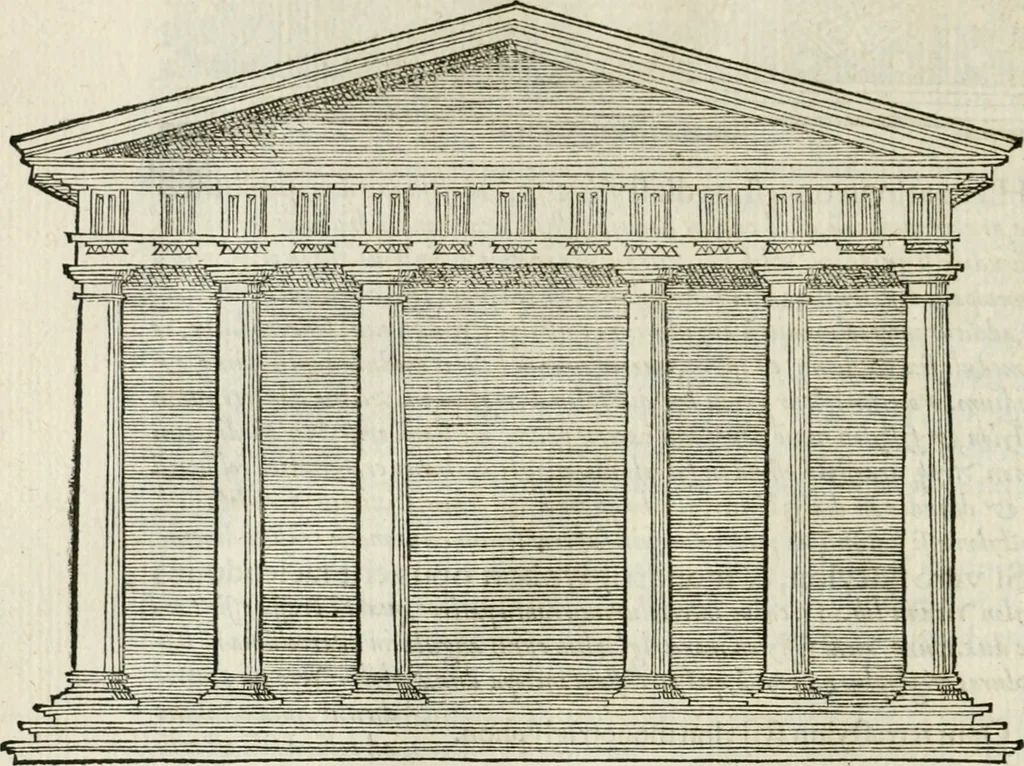 An illustration from M. Vitrvvii Pollionis De architectvra libri decem ad Caesarem Avgvstvm : omnibus omnium editionibus longè emendatiores, collatis veteribus exemplis : accesservnt Gulielmi Philandri Castilionii, ciuis Romani, annotationes castigatiores, & plus tertia parte locupletiores : adiecta est Epitome in omnes Georgij Agricolae De mensuris & ponderibus libros, eodem avtore : cum Graeco pariter & Latino indice locupletissimo, 1552, leaf 163