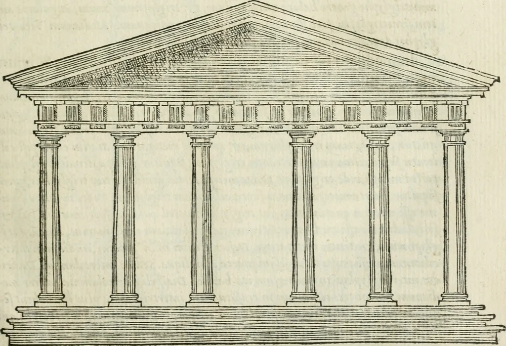 An illustration from M. Vitrvvii Pollionis De architectvra libri decem ad Caesarem Avgvstvm : omnibus omnium editionibus longè emendatiores, collatis veteribus exemplis : accesservnt Gulielmi Philandri Castilionii, ciuis Romani, annotationes castigatiores, & plus tertia parte locupletiores : adiecta est Epitome in omnes Georgij Agricolae De mensuris & ponderibus libros, eodem avtore : cum Graeco pariter & Latino indice locupletissimo, 1552, leaf 164