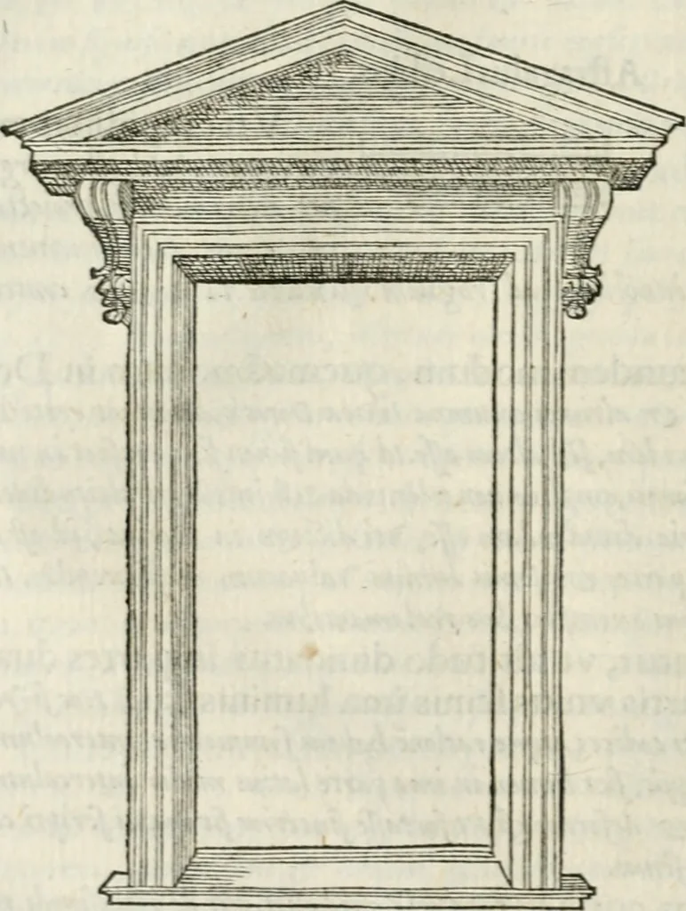 An illustration from M. Vitrvvii Pollionis De architectvra libri decem ad Caesarem Avgvstvm : omnibus omnium editionibus longè emendatiores, collatis veteribus exemplis : accesservnt Gulielmi Philandri Castilionii, ciuis Romani, annotationes castigatiores, & plus tertia parte locupletiores : adiecta est Epitome in omnes Georgij Agricolae De mensuris & ponderibus libros, eodem avtore : cum Graeco pariter & Latino indice locupletissimo, 1552, leaf 175